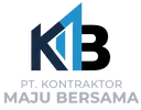 Logo of PT. Kontraktor Maju Bersama with a blue and black design on a white background.